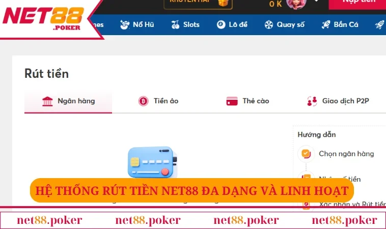 Rút tiền NET88 1 Hệ thống rút tiền NET88 đa dạng và linh hoạt