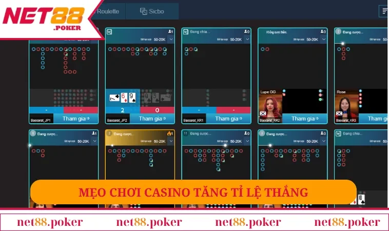 Live Casino NET88 3 Mẹo chơi casino tăng tỉ lệ thắng