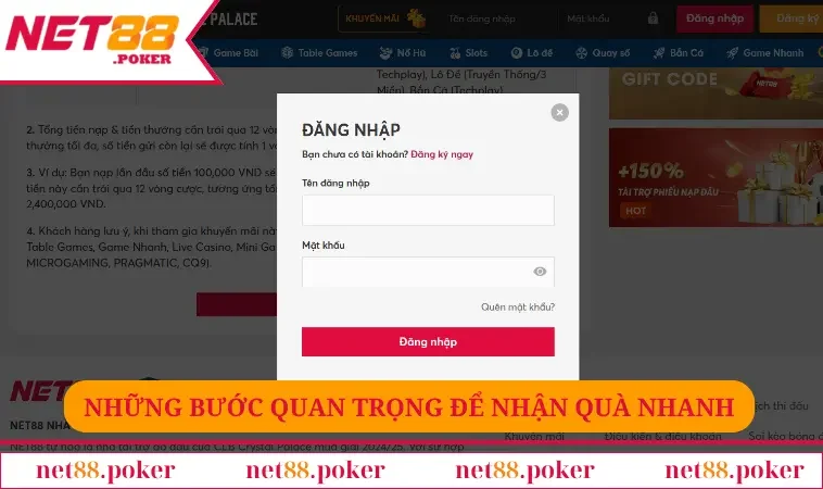 Khuyến mãi NET88 3 Những bước quan trọng để nhận quà nhanh