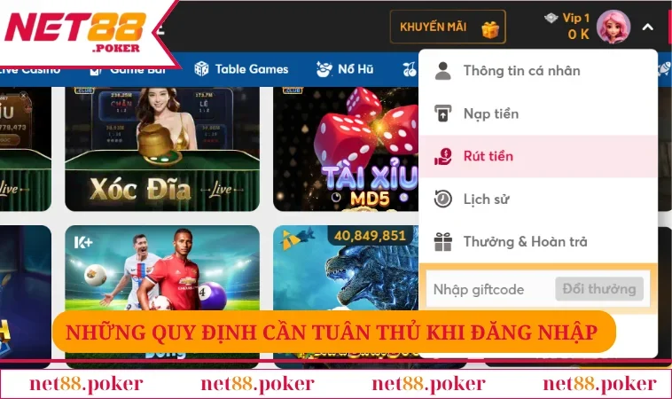 Đăng nhập NET88 2 Những quy định cần tuân thủ khi đăng nhập